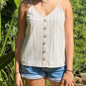 Tan Striped Tank